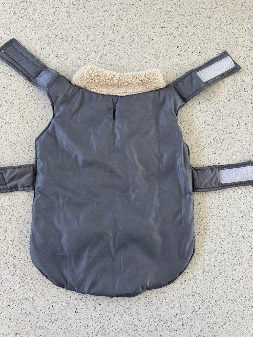 Dog Quilted Grey Jacket with Sherpa Collar and adjustable straps